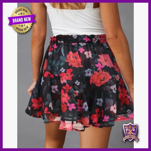 Flowy Athletic Shorts High Rise Polyester Drawstring Skorts XS - Picture 2 of 6